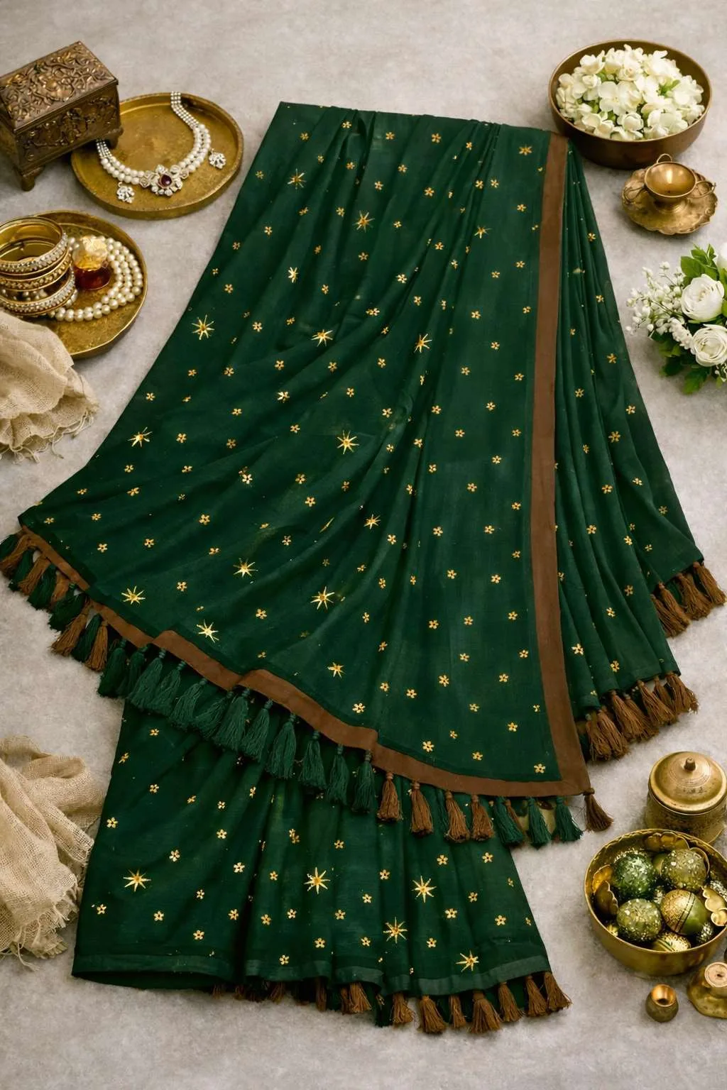Dark Green Art Silk Saree (Regular Sari) view 4