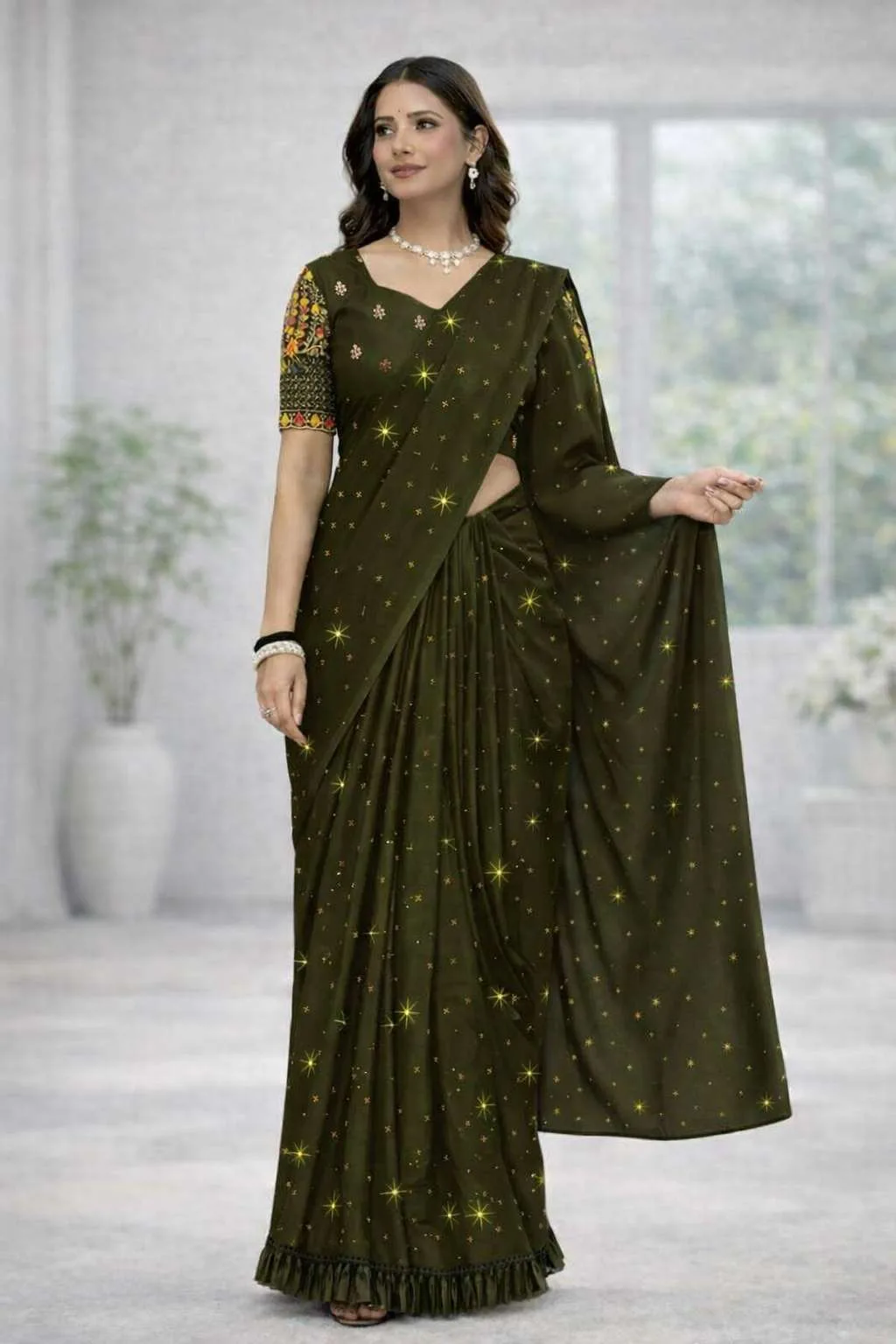 Brown Art Silk Saree (Regular Sari) view 2