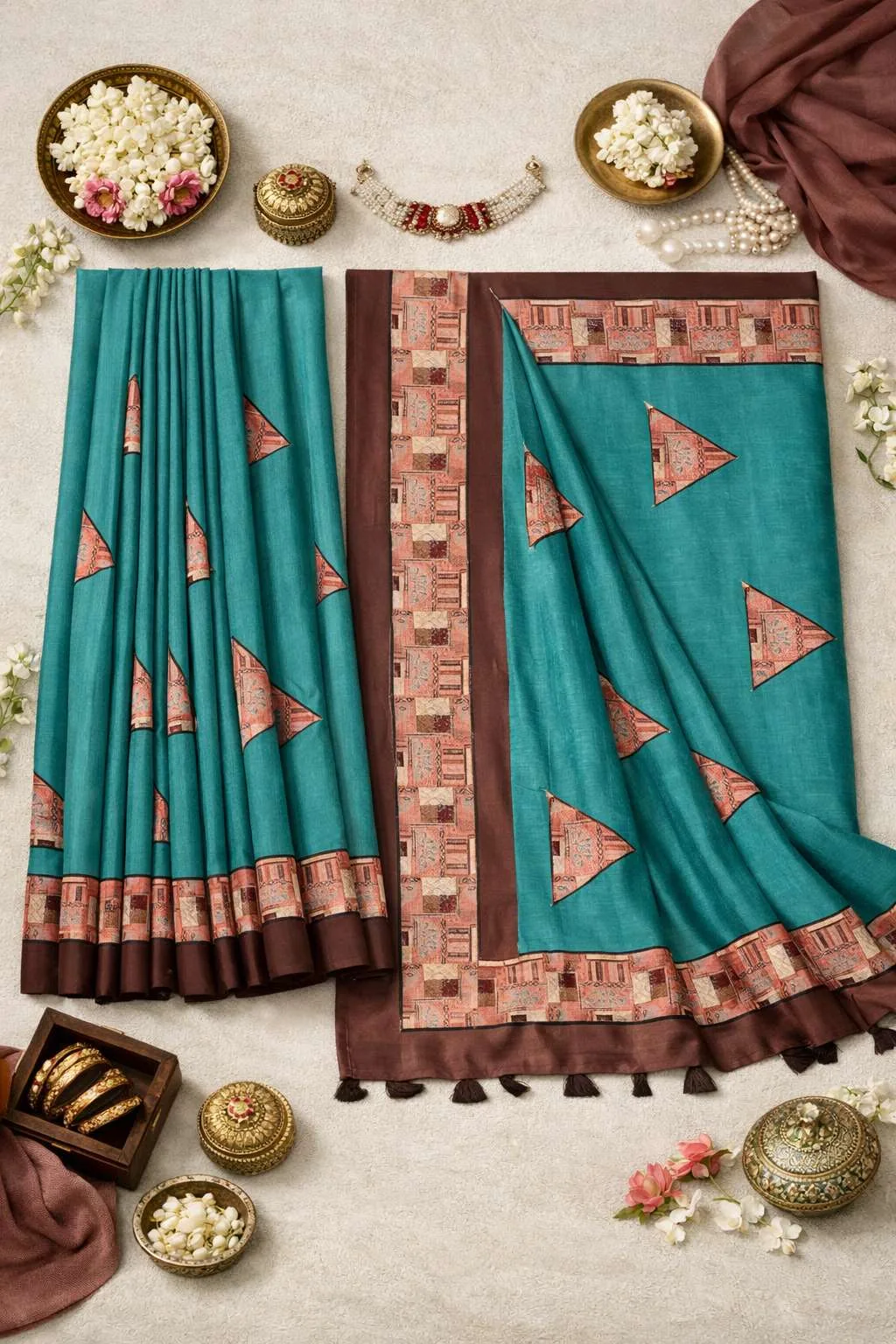 Teal Art Silk Bollywood Saree (Regular Sari) view 4