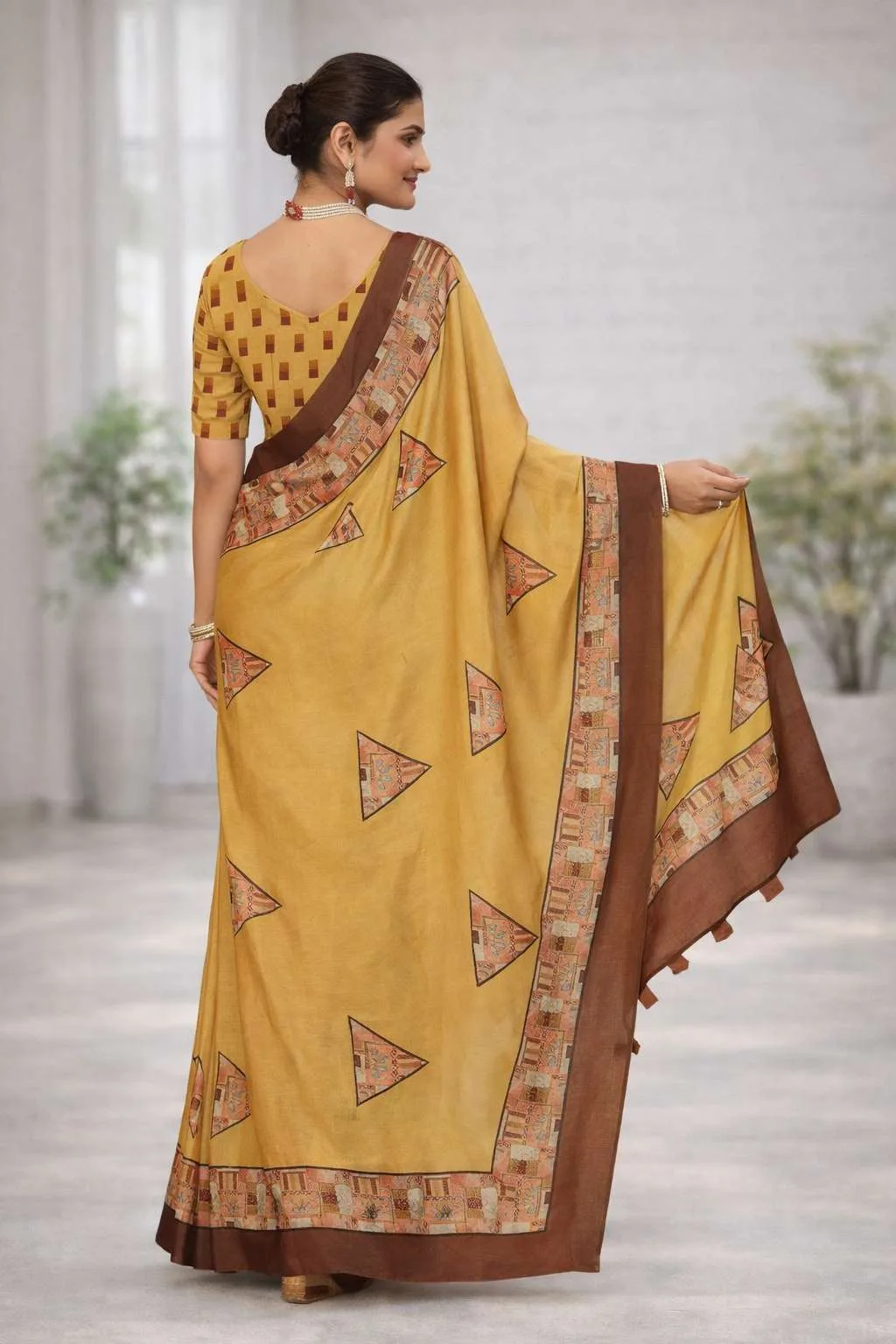 Mustard Art Silk Bollywood Saree (Regular Sari) view 2