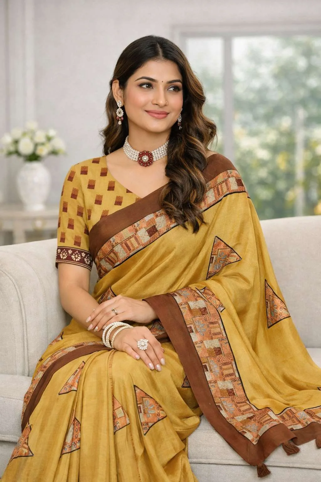Mustard Art Silk Bollywood Saree (Regular Sari) view 3