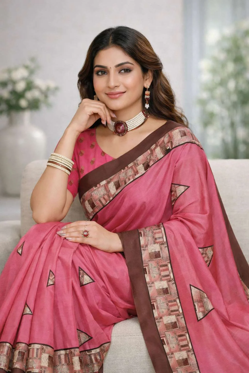 Pink Art Silk Bollywood Saree (Regular Sari) view 3