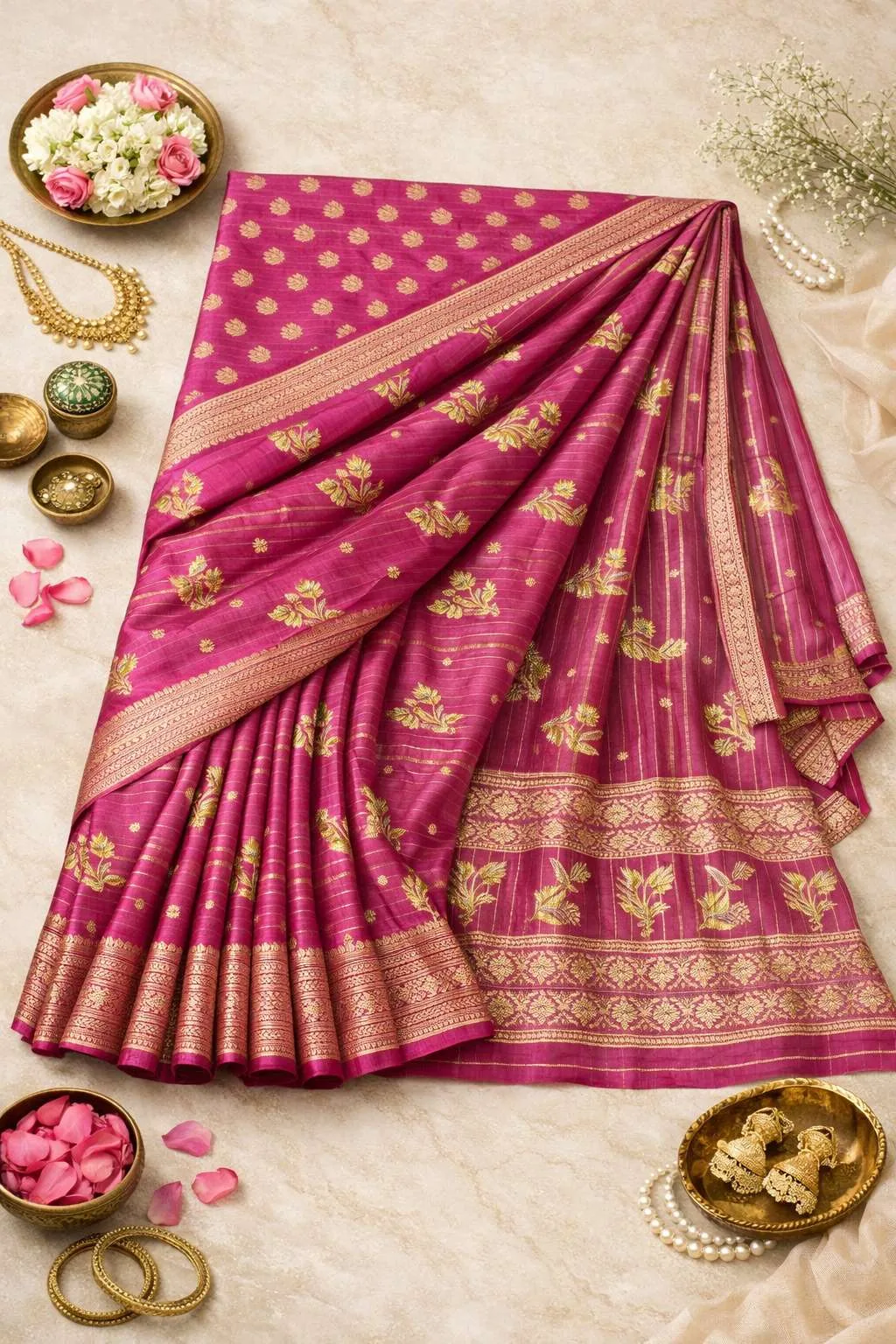 Dark Pink, Magenta, Pink Banarasi Silk Banarasi Saree (Regular Sari) view 4