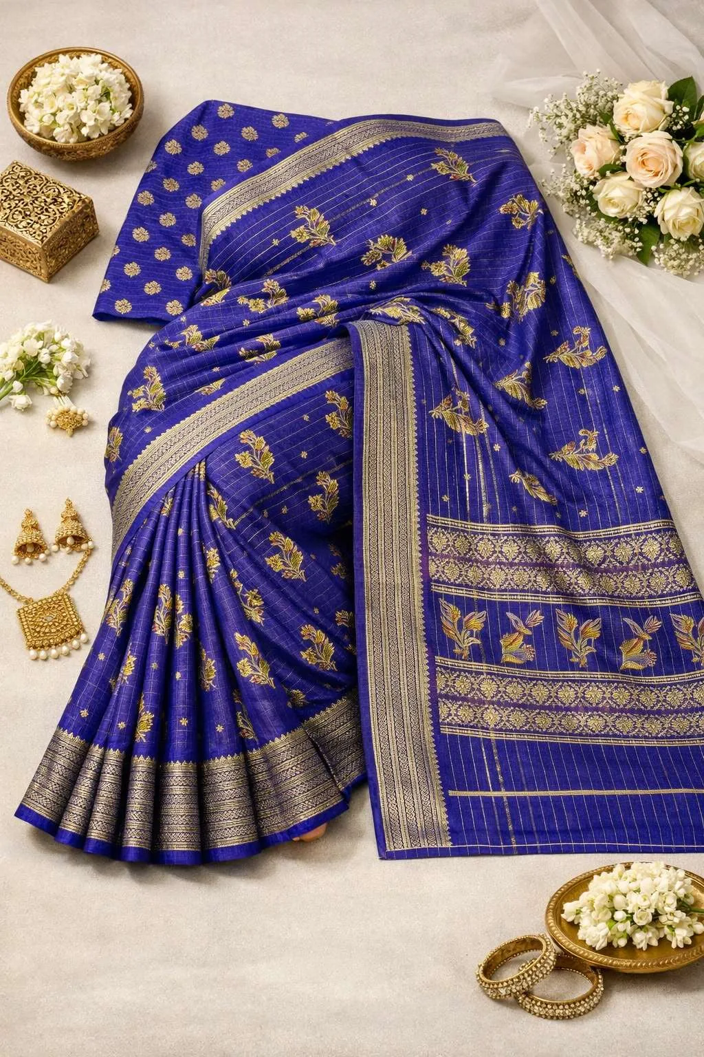 Blue, Dark Blue, Indigo, Navy Blue Banarasi Silk Banarasi Saree (Regular Sari) view 4