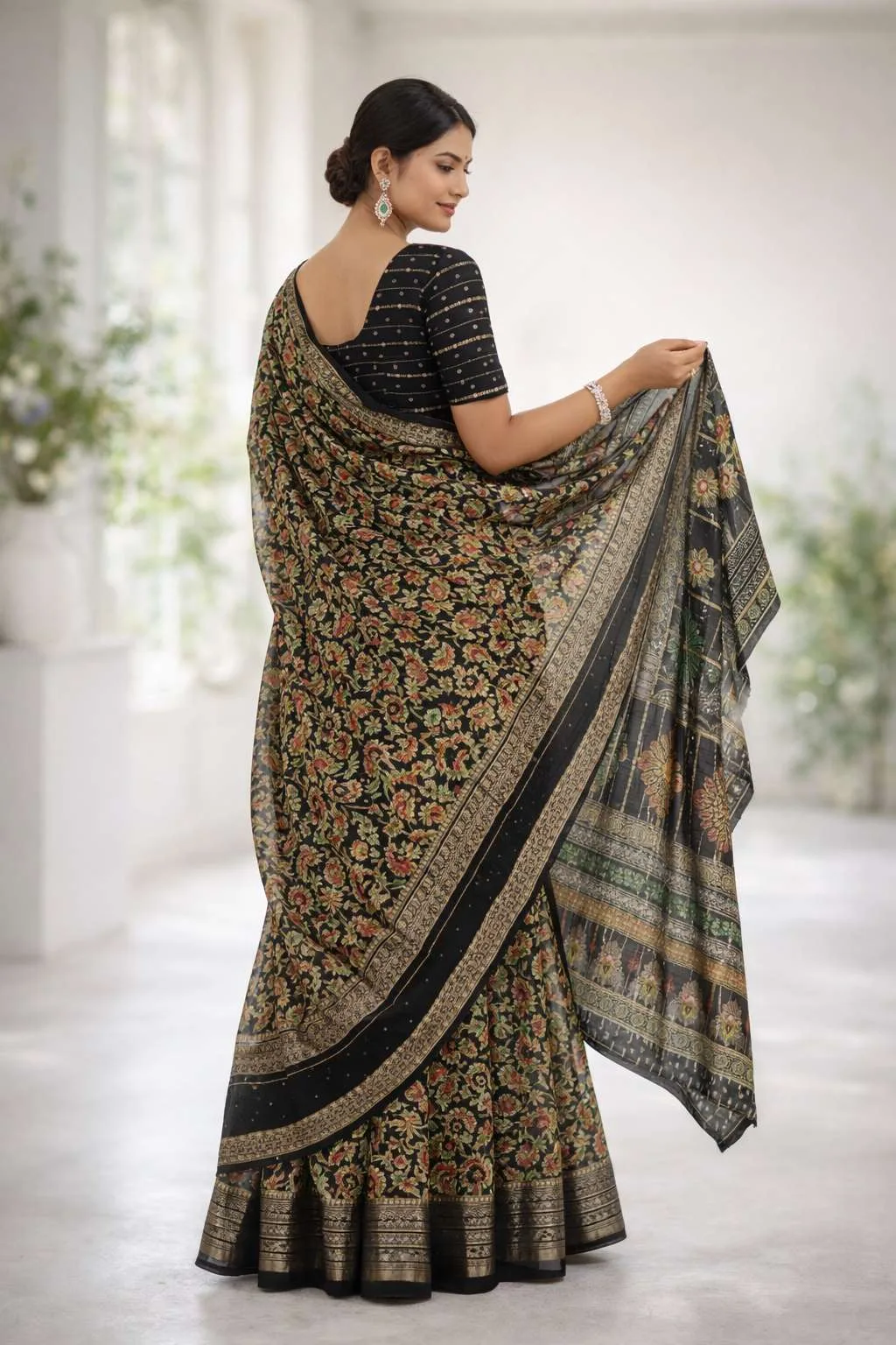 Black, Gold, Grey, Metallic, Silver Banarasi Silk Banarasi Saree (Regular Sari) view 2