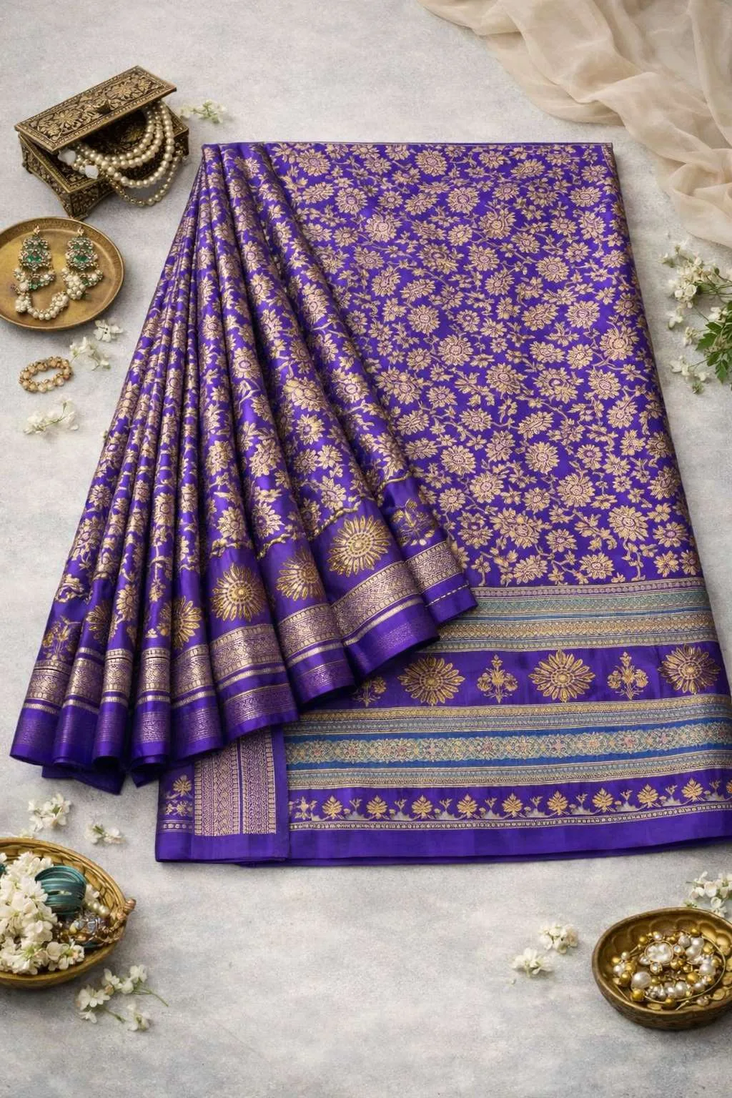 Purple Banarasi Silk Banarasi Saree (Regular Sari) view 4