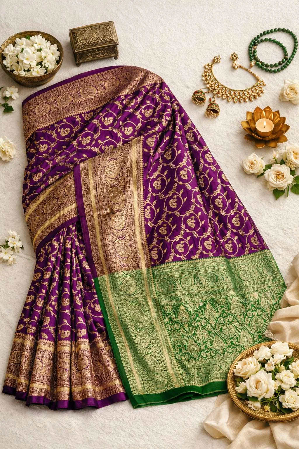 Green, Wine Art Silk Bollywood Saree (Regular Sari) view 4