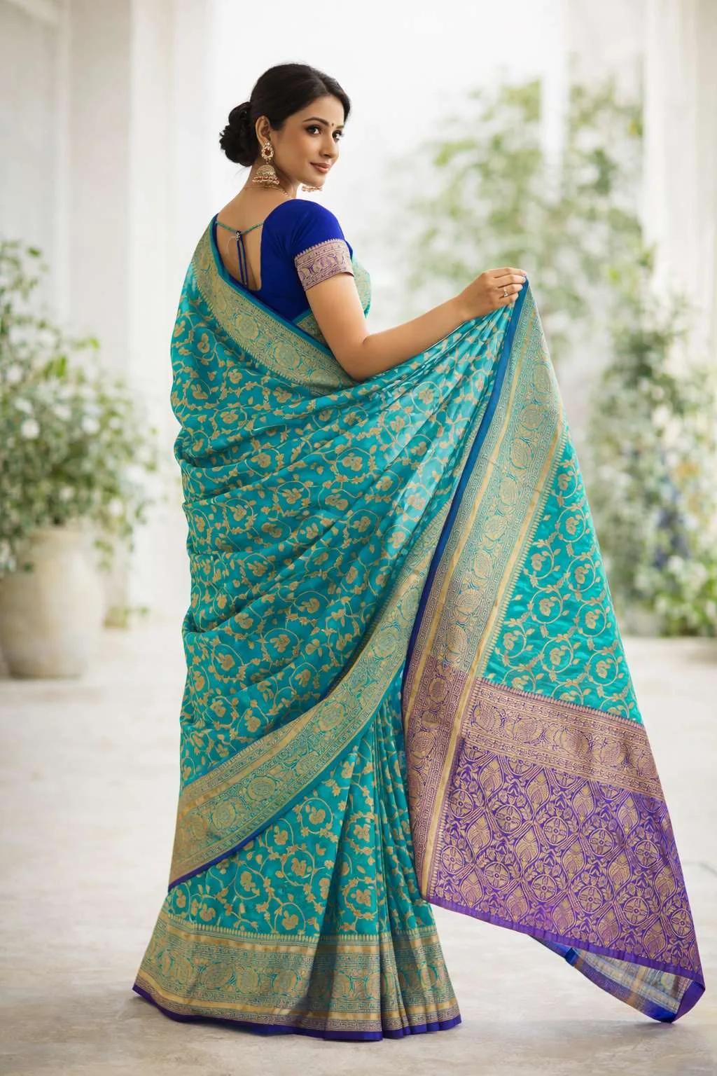 Aqua Blue, Blue Art Silk Bollywood Saree (Regular Sari) view 2