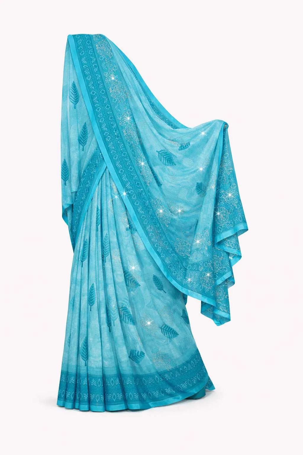 Light Blue Chiffon Daily Wear Saree (Regular Sari) view 4