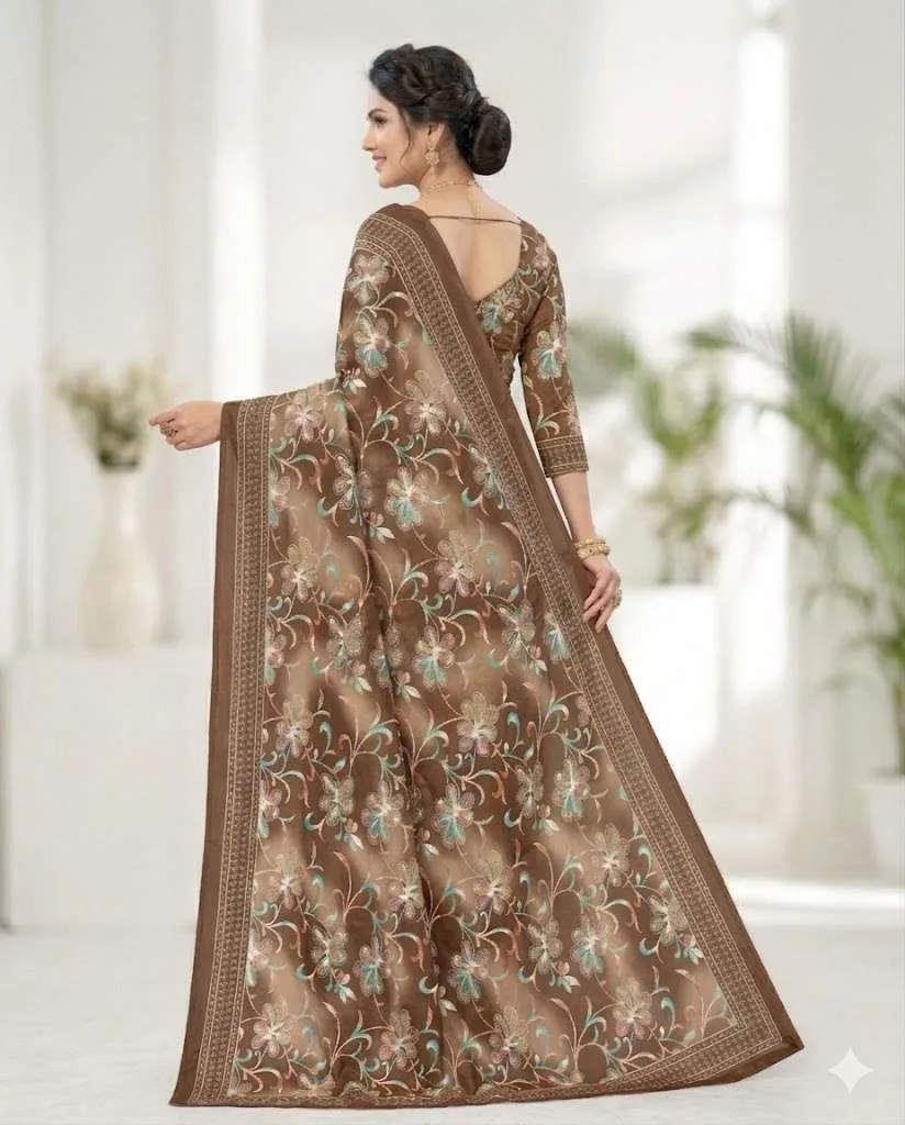 Beige, Bronze, Copper Georgette Bandhani Saree (Regular Sari) view 2