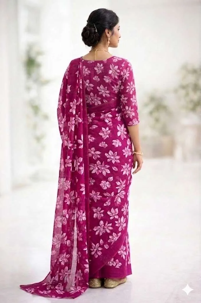 Purple Georgette Bandhani Saree (Regular Sari) view 2