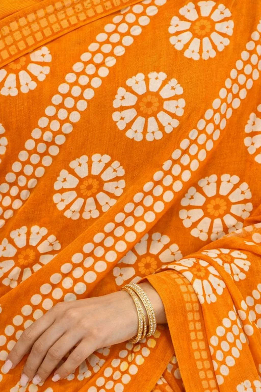 Orange Georgette Bandhani Saree (Regular Sari) view 4